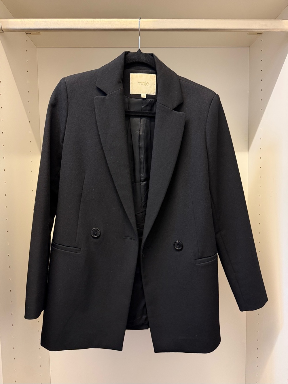 Maje Black Double-Breasted Tailored Blazer